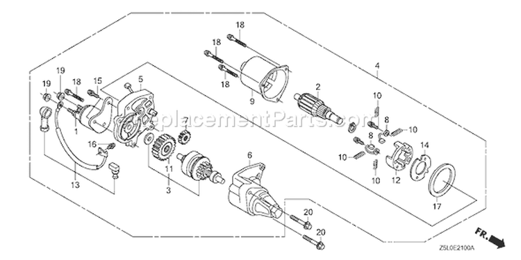 Page V Diagram and Parts List for GX340R1 Type EDS2 - VIN# GCAMK-1000001 Honda Engine