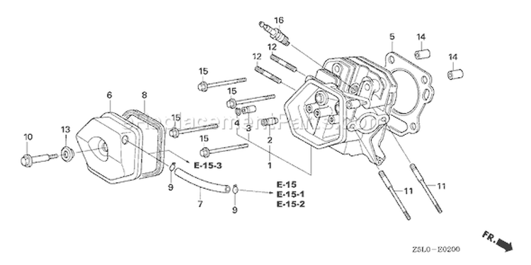 Page H Diagram and Parts List for GX340R1 Type EDS2 - VIN# GCAMK-1000001 Honda Engine