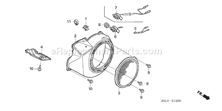 Page J Diagram and Parts List for GX340R1 Type ENT - VIN# GCAMK-1000001 Honda Engine