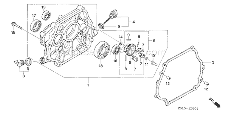 Page F Diagram and Parts List for GX340U1 Type LXE2 - VIN# GCAMK-1000001 Honda Engine