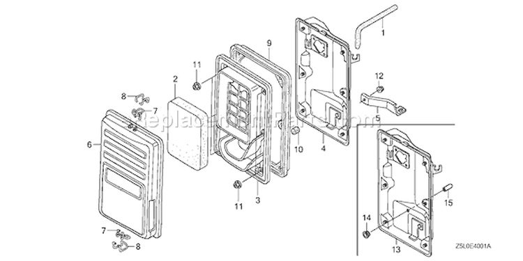 Page N Diagram and Parts List for GX340R1 Type VWS - VIN# GCAMK-1000001 Honda Engine