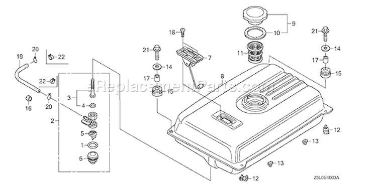 Page O Diagram and Parts List for GX340R1 Type VWS - VIN# GCAMK-1000001 Honda Engine