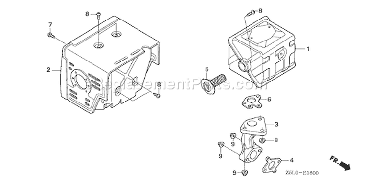 Page N Diagram and Parts List for GX340U1 Type VXB - VIN# GCAMK-1000001 Honda Engine