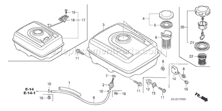Page L Diagram and Parts List for GX340U1 Type LXE2 - VIN# GCAMK-1000001 Honda Engine