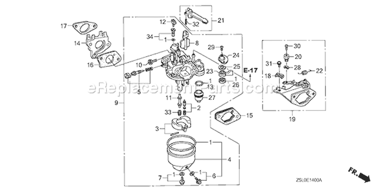 Page C Diagram and Parts List for GX340U1 Type LXE2 - VIN# GCAMK-1000001 Honda Engine