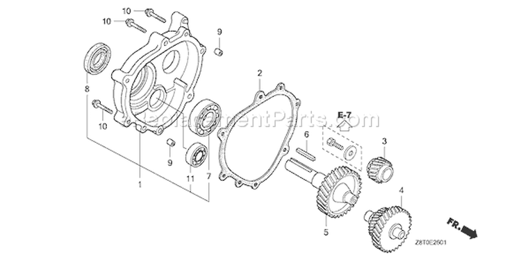 Page Q Diagram and Parts List for GX340UT1 Type HA2 - VIN# GCAVT-1000001 Honda Engine