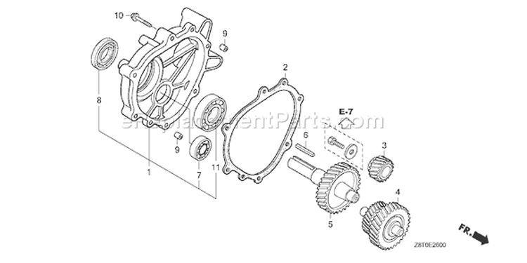 Page Q Diagram and Parts List for GX340UT1 Type LX2 - VIN# GCAVT-1000001 Honda Engine