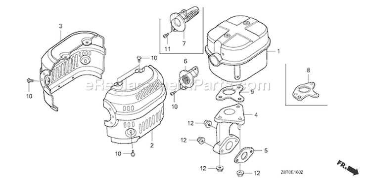 Page O Diagram and Parts List for GX340UT1 Type QAP2 - VIN# GCAVT-1000001 Honda Engine
