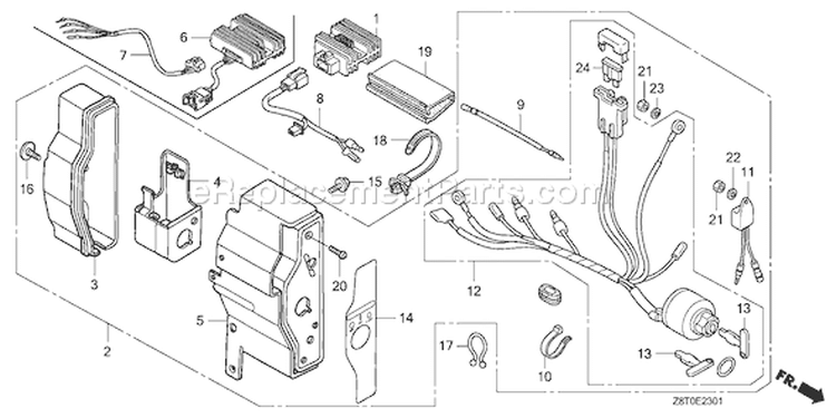 Page E Diagram and Parts List for GX340UT1 Type QNR2 - VIN# GCAVT-1000001 Honda Engine
