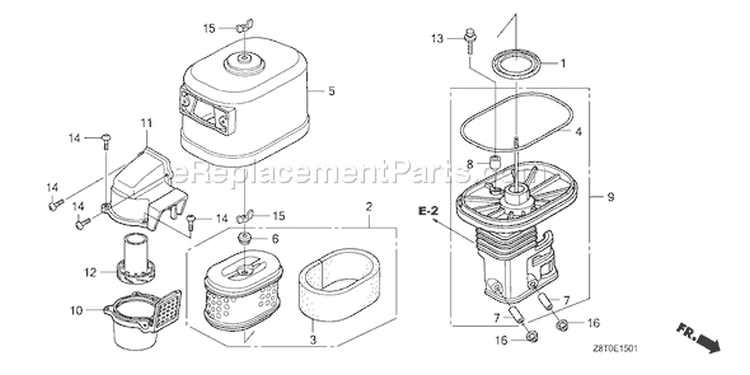 Page A Diagram and Parts List for GX340UT1 Type QDW9 - VIN# GCAVT-1000001 Honda Engine