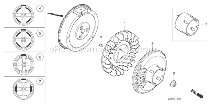 Page J Diagram and Parts List for GX340UT1 Type VA2 - VIN# GCAVT-1000001 Honda Engine