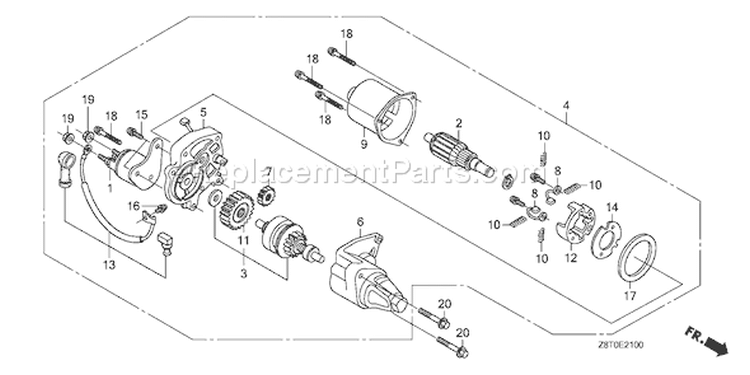 Page R Diagram and Parts List for GX340UT1 Type QNR2 - VIN# GCAVT-1000001 Honda Engine