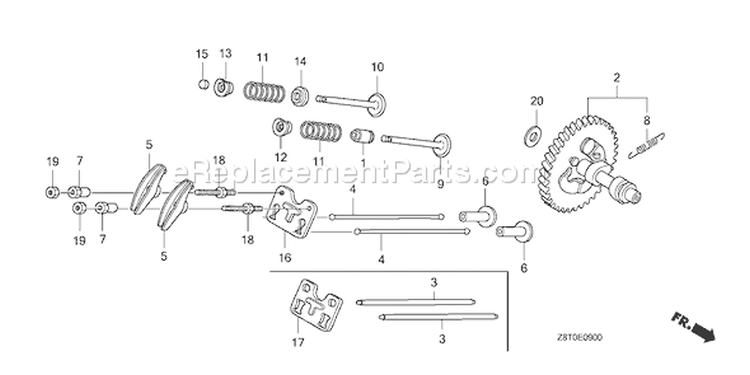 Page B Diagram and Parts List for GX340UT1 Type VA2 - VIN# GCAVT-1000001 Honda Engine