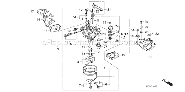 Page C Diagram and Parts List for GX340UT1 Type VA2 - VIN# GCAVT-1000001 Honda Engine