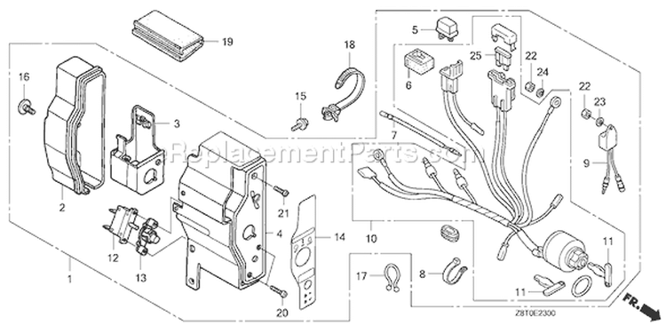 Page E Diagram and Parts List for GX340UT1 Type QAE2 - VIN# GCAVT-1000001 Honda Engine