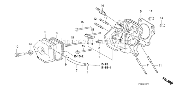 Page H Diagram and Parts List for GX340UT1 Type VA2 - VIN# GCAVT-1000001 Honda Engine