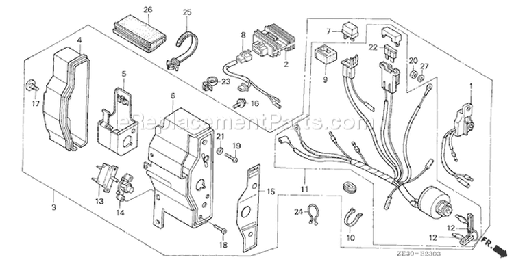 Page E Diagram and Parts List for GX340 Type QAE0 - VIN# GC05-1000001-1469766 Honda Engine