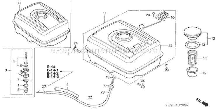 Page K Diagram and Parts List for GX340 Type STP - VIN# GC05-1000001-1469766 Honda Engine