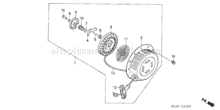 Page P Diagram and Parts List for GX340 Type STP - VIN# GC05-1000001-1469766 Honda Engine