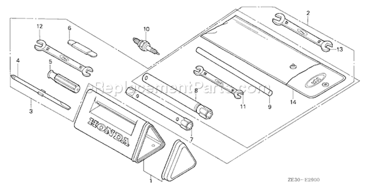 Page Q Diagram and Parts List for GX340 Type STP - VIN# GC05-1000001-1469766 Honda Engine