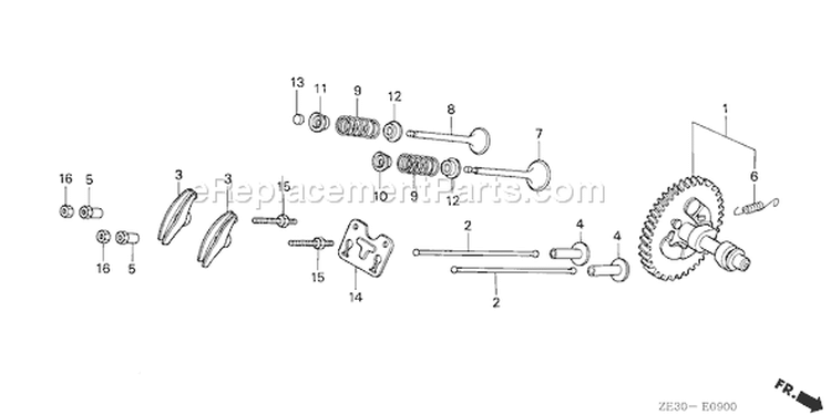 Page B Diagram and Parts List for GX340 Type STP - VIN# GC05-1000001-1469766 Honda Engine