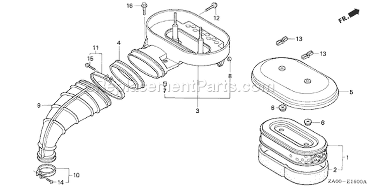 Page A Diagram and Parts List for GX360K1 Ttype DDA - VIN# GA01-1400001 Honda Engine