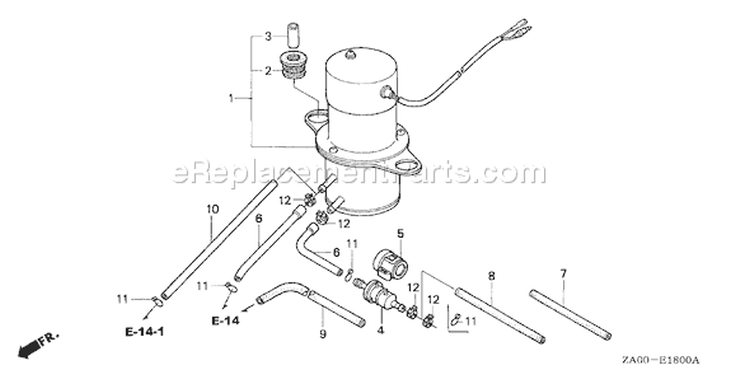 Page K Diagram and Parts List for GX360K1 Ttype DDA - VIN# GA01-1400001 Honda Engine