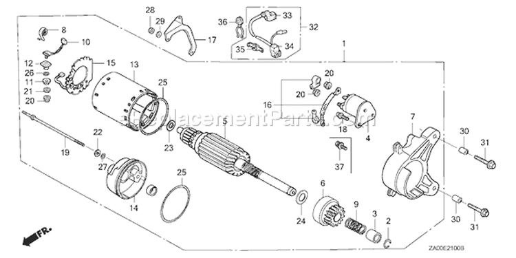 Page P Diagram and Parts List for GX360K1 Ttype DDA - VIN# GA01-1400001 Honda Engine