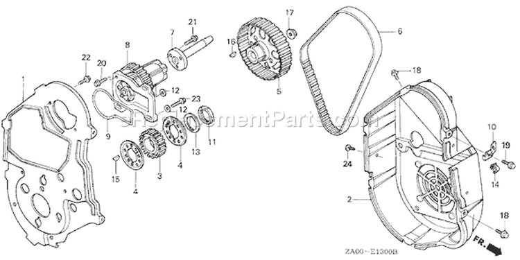 Page R Diagram and Parts List for GX360K1 Ttype DDA - VIN# GA01-1400001 Honda Engine