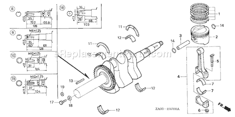 Page E Diagram and Parts List for GX360K1 Ttype DDA - VIN# GA01-1400001 Honda Engine