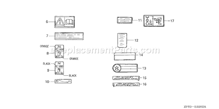 Page R Diagram and Parts List for GX390K1 Type ED6 - VIN# GCAA-2000001-3399999 Honda Engine