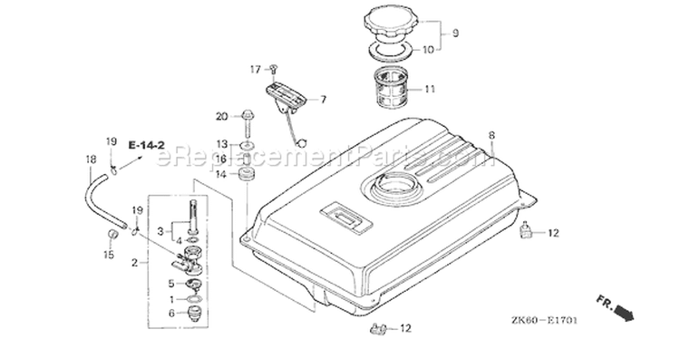 Page L Diagram and Parts List for GX390K1 Type ED6A - VIN# GCAA-3400001-9999999 Honda Engine