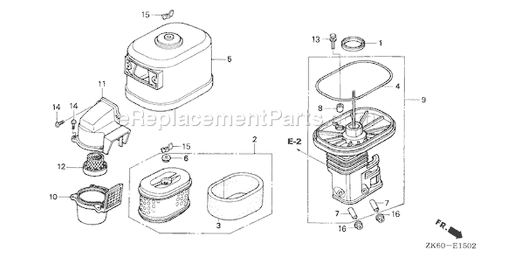 Page A Diagram and Parts List for GX390K1 Type QXC9 - VIN# GCAA-3400001-9999999 Honda Engine