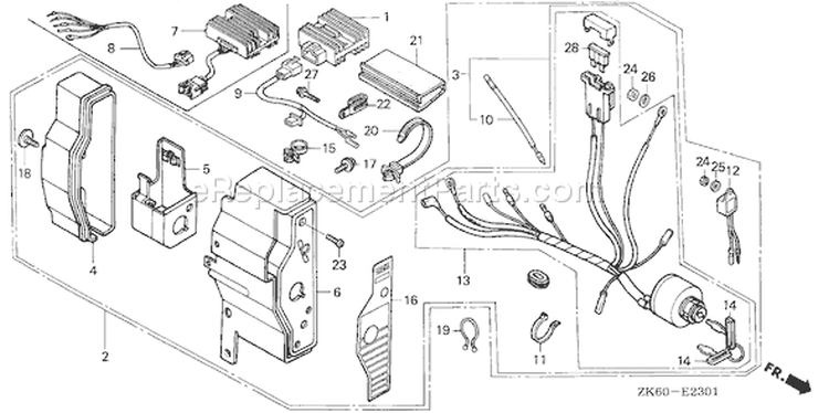 Page E Diagram and Parts List for GX390K1 Type QNE9 - VIN# GCAA-3400001-9999999 Honda Engine