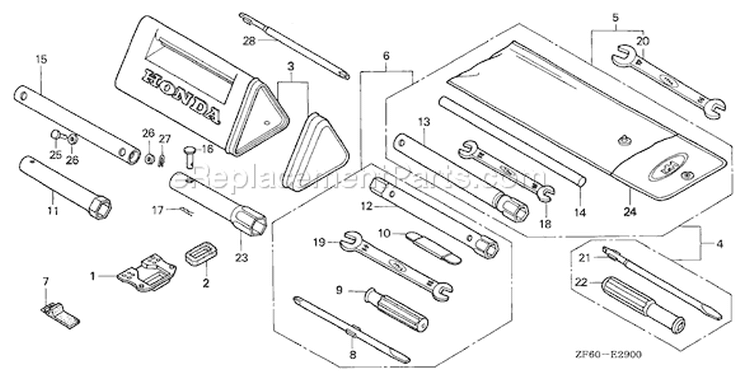 Page S Diagram and Parts List for GX390K1 Type QNE2 - VIN# GCAA-2000001-3399999 Honda Engine