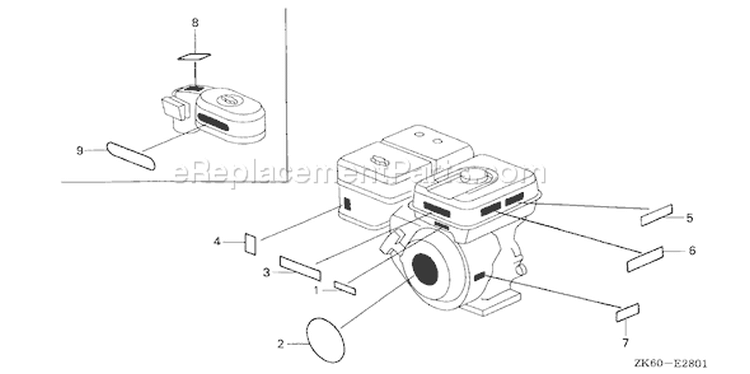 Page O Diagram and Parts List for GX390K1 Type VXE - VIN# GCAA-3400001 Honda Engine