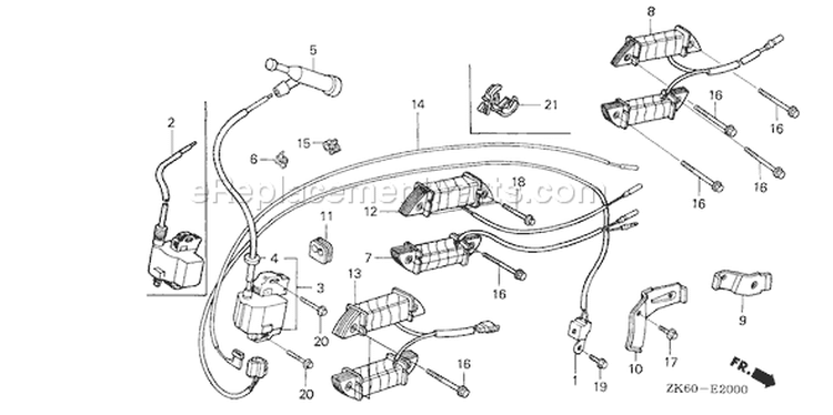 Page M Diagram and Parts List for GX390K1 Type VXE - VIN# GCAA-3400001 Honda Engine