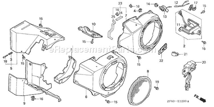 Page J Diagram and Parts List for GX390K1 Type QNE2 - VIN# GCAA-2000001-3399999 Honda Engine