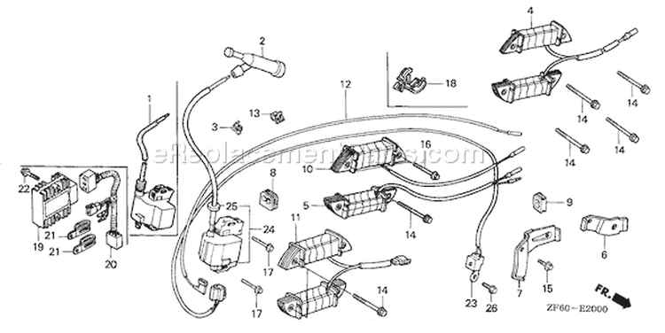 Page M Diagram and Parts List for GX390K1 Type QNE2 - VIN# GCAA-2000001-3399999 Honda Engine