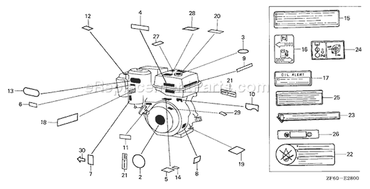 Page N Diagram and Parts List for GX390K1 Type QNE2 - VIN# GCAA-2000001-3399999 Honda Engine