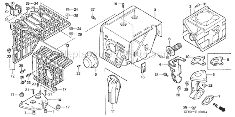 Page O Diagram and Parts List for GX390K1 Type QNE2 - VIN# GCAA-2000001-3399999 Honda Engine
