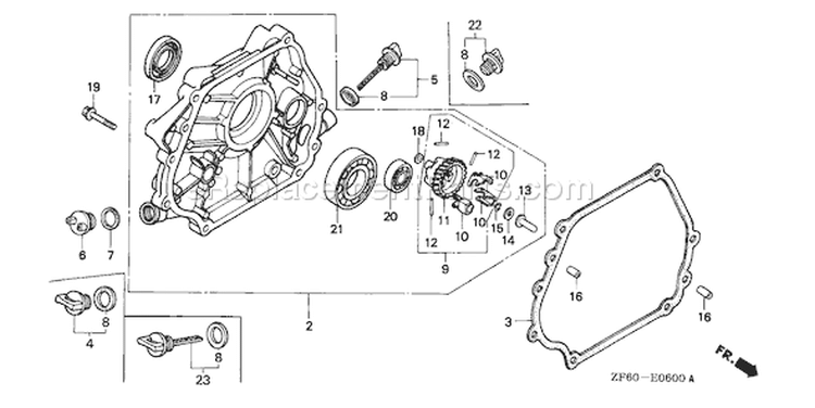 Page F Diagram and Parts List for GX390K1 Type QNE2 - VIN# GCAA-2000001-3399999 Honda Engine