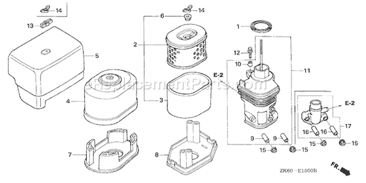 Page A Diagram and Parts List for GX390K1 Type VXE - VIN# GCAA-3400001 Honda Engine