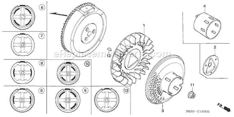 Page K Diagram and Parts List for GX390K1 Type VXE - VIN# GCAA-3400001 Honda Engine