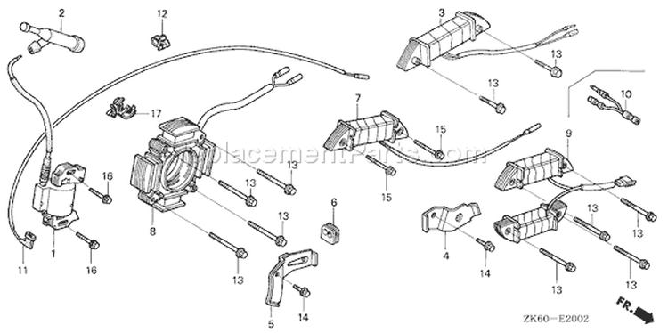 Page L Diagram and Parts List for GX390K1 Type VCN2 - VIN# GCAA-3400001-9999999 Honda Engine