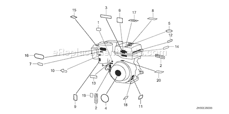 Page N Diagram and Parts List for GX390K1 Type VXE - VIN# GCAA-3400001 Honda Engine