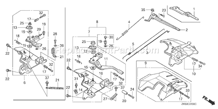 Page D Diagram and Parts List for GX390K1 Type VXE - VIN# GCAA-3400001 Honda Engine