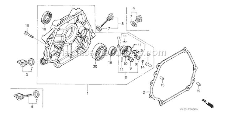 Page F Diagram and Parts List for GX390K1 Type VXE - VIN# GCAA-3400001 Honda Engine
