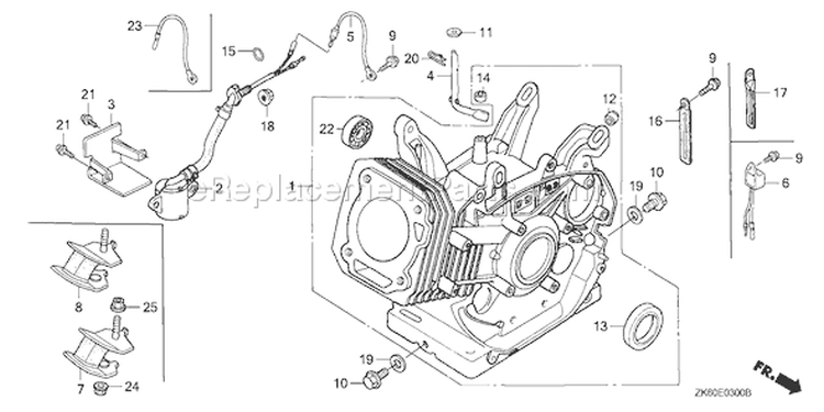 Page H Diagram and Parts List for GX390K1 Type VXE - VIN# GCAA-3400001 Honda Engine
