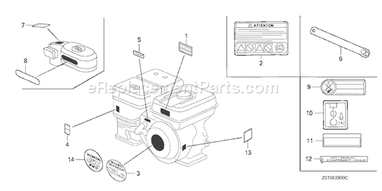Page N Diagram and Parts List for GX390RT1 Type VXG - VIN# GCAKT-1000001 Honda Engine